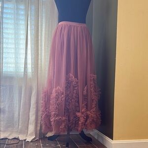 Anthropologie Mauve Ruffle Maxi Skirt